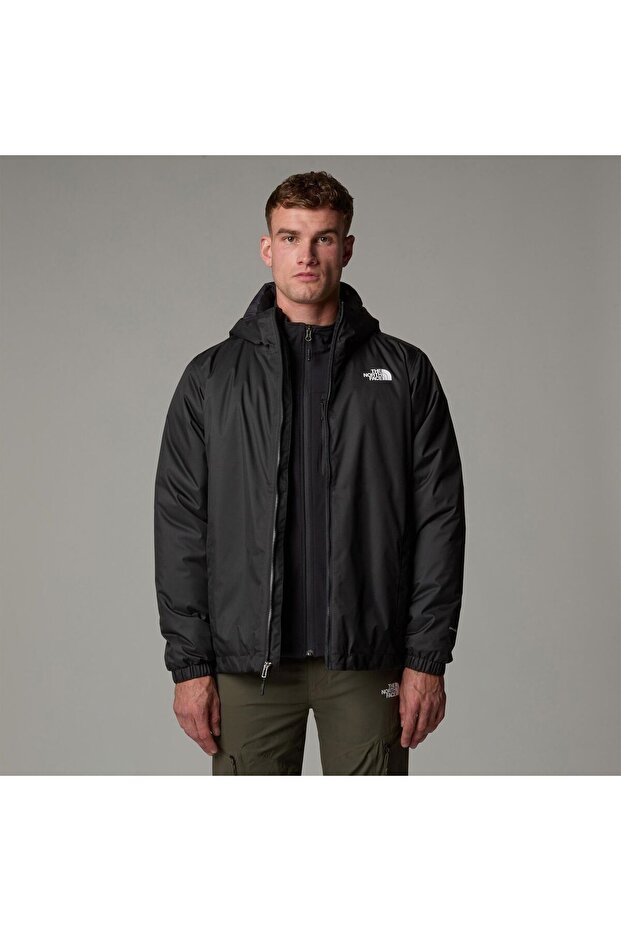 Quest Insulated Black Hooded Collar Men's Coat