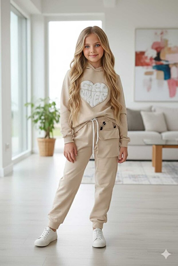 2-Piece Set Heart-Embroidered Strap Pocket with 2 Straps, Full Lycra