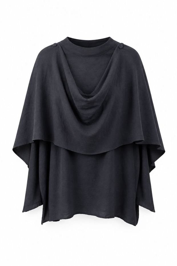 Black Shawl Collar Oversize Shirt