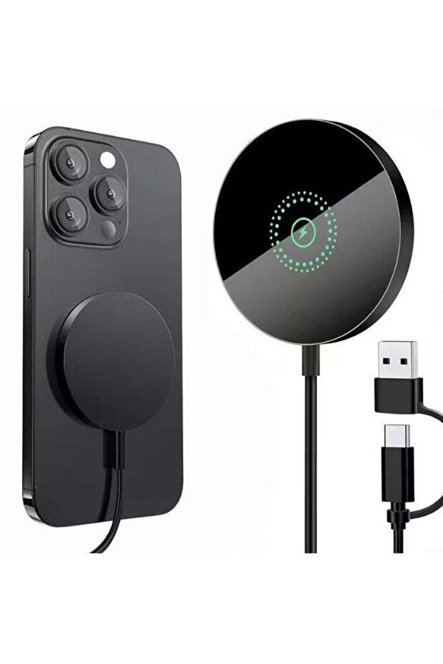 Wireless Charger for Phones, iPods, Watches, Compact Design | Compatible with iPhones, Notes Series. 15W Fast charging Suitable for Slim Design at Bedside And Desk (Black)