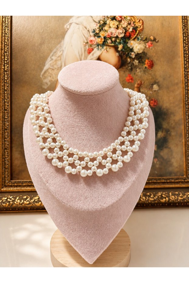 Special Design Multi Glass Pearl Choker Necklace