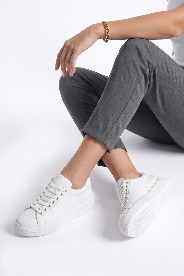 Rodas Connected Women's Genuine Leather Sports Shoes White Skin