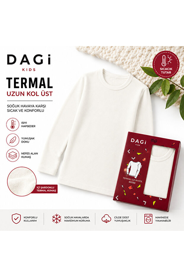 Kids Thermal Long Sleeve Underwear Top Crew Neck Winter Wear
