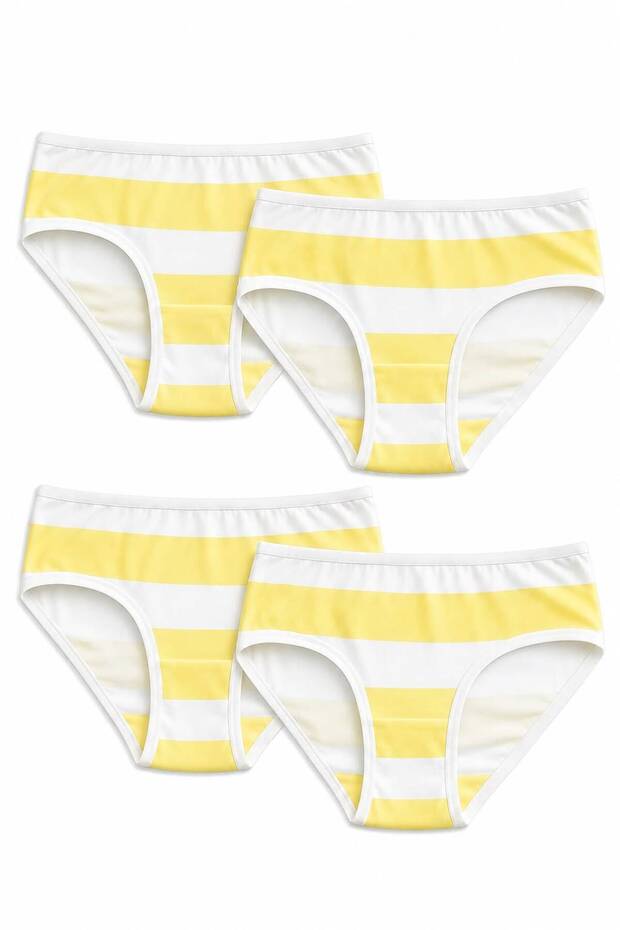 Girls' Panties Set 4-Pack Cotton Ecru Yellow Unprinted Plain Girls' Slip Panties Gift Children's Panties Set Cotton Girls' Underwear Ful-Kulot-K-Es