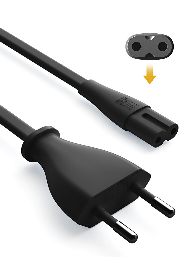 black Euro Power Cord Premium 2-Prong EU power Cable for Apple TV,PS4,PS5,Xbox,Printer,laptop replac