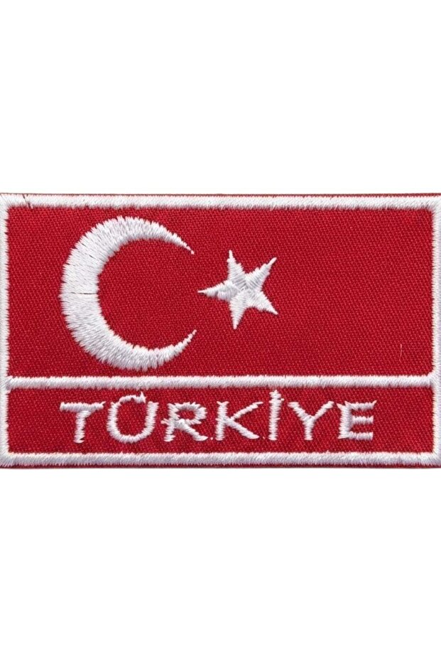 Turkish Flag Turkey Written Rectangular Embroidery Coat of Arms 4X7 Cm.