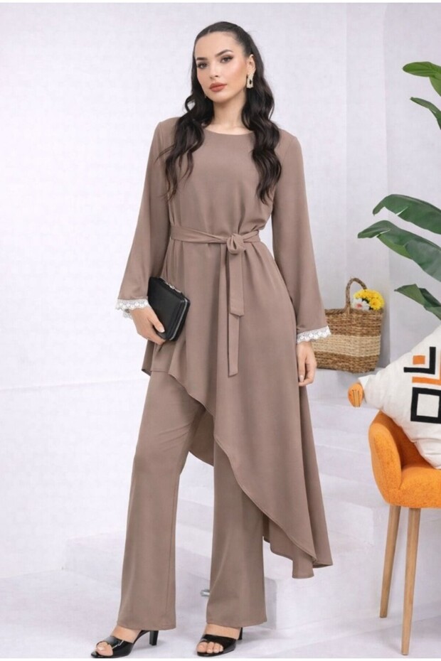 Women's Asymmetrical Cut Hijab Pants & Tunic Set