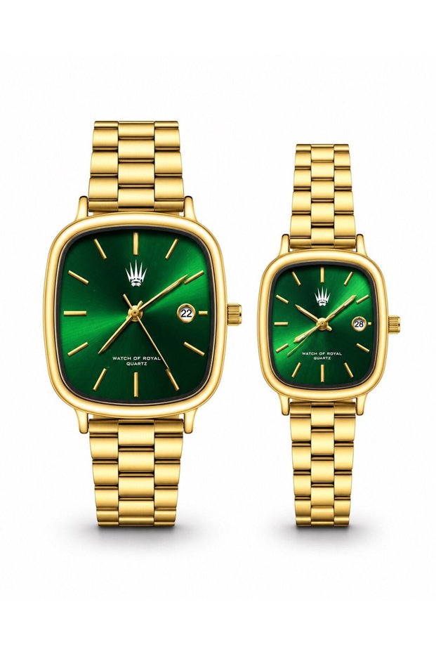 Couple Watch Classic Time Gold Green Wristwatch
