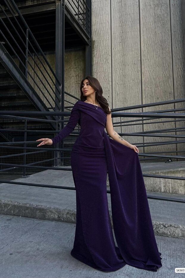 Crepe Fabric One-Shoulder Tail Evening Dress