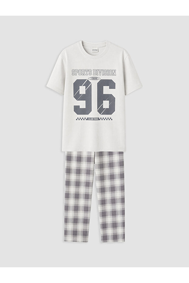 Crew Neck Printed Boys' Pajama Set