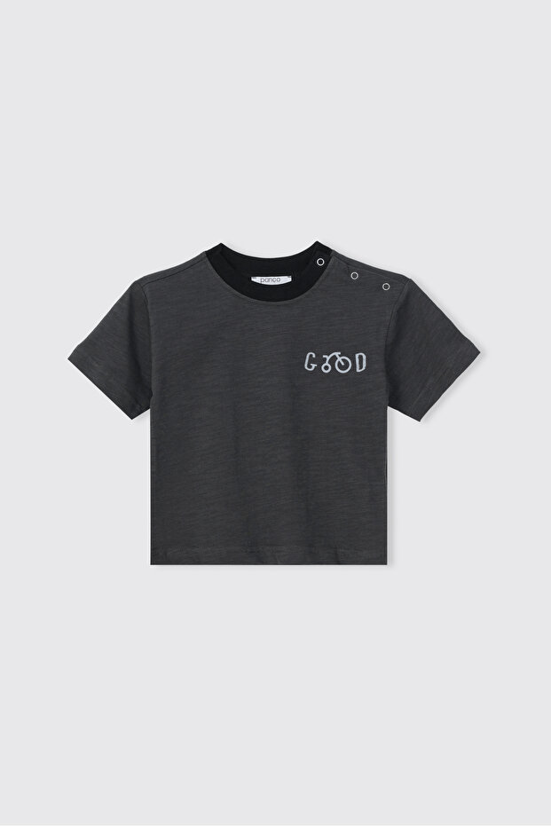 Baby Boy Printed Short Sleeve Anthracite T-Shirt