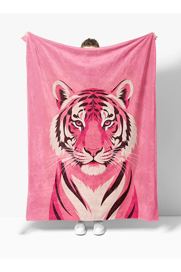 Pink Tiger Pattern Digital Printed Fleece Blanket Tv Blanket Fleece Blanket