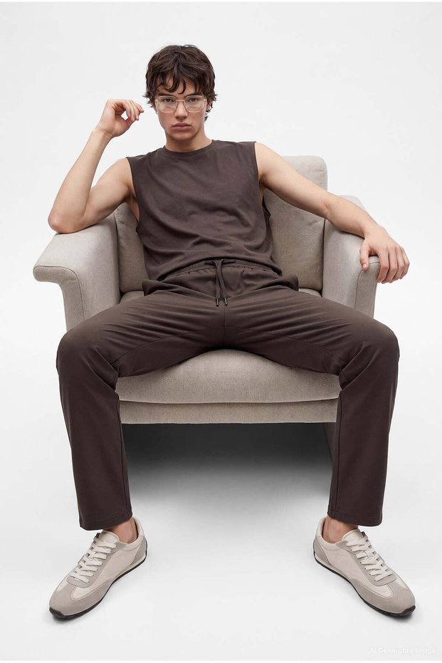 Men's Soft Textured Straight-Leg Pants