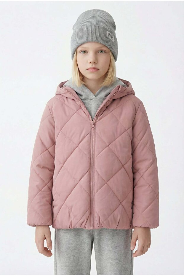 Girl's quilted patterned coat