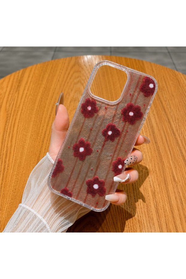 iPhone 13/14 Compatible (Internally Printed) Shiny Patterned Soft Transparent Stylish Phone Case with Shiny Sides