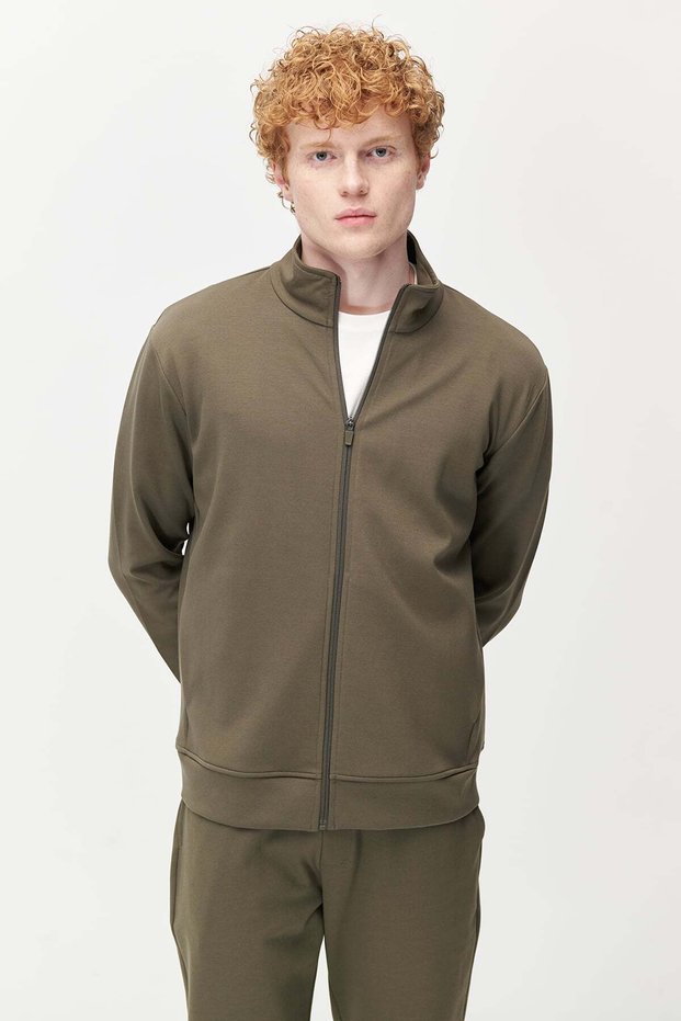 Men's Stand Collar Zippered Sweatshirt