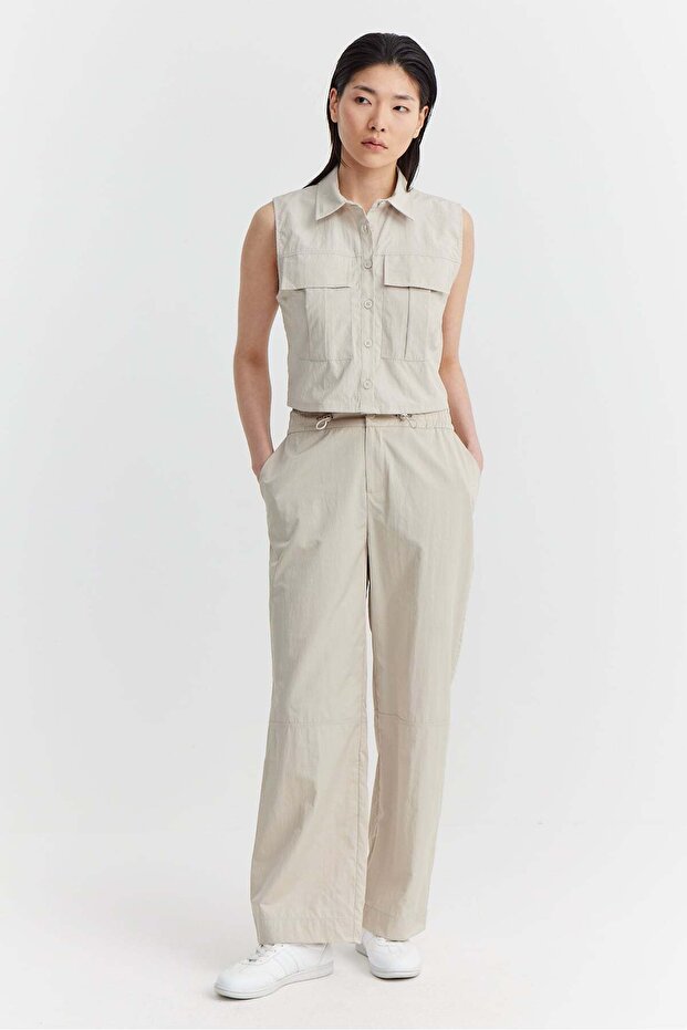 Women's Parachute Fabric Pants with Pockets