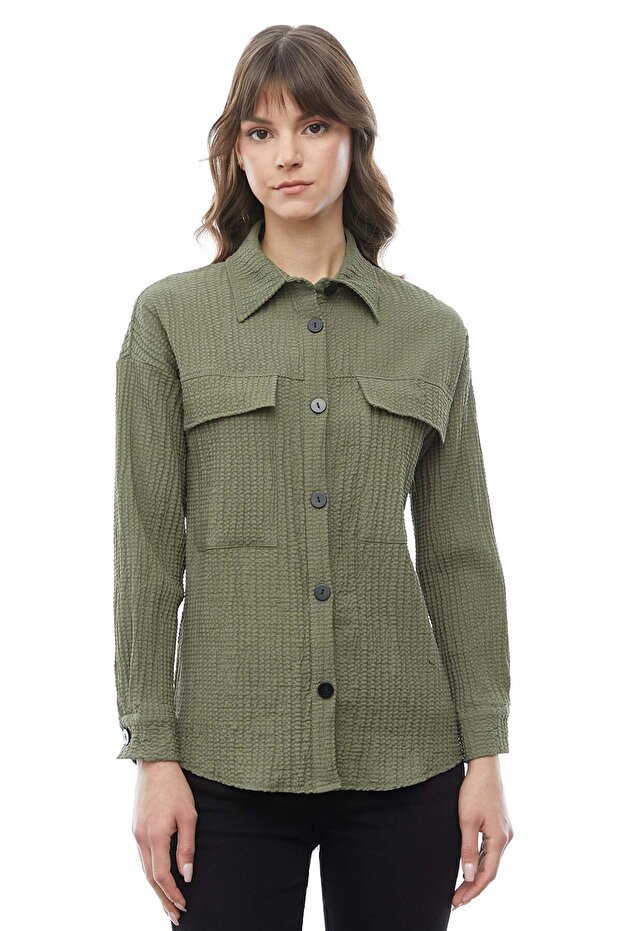 Women's Textured Shirt with Pockets