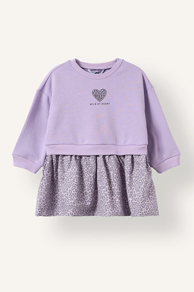 Leopard Patterned Long Sleeve Dress Baby Girl I3589A526Wn