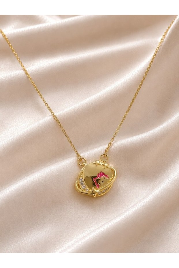 Women's Gold Figured Zircon Stone Necklace Elegant Chain Necklace Stylish Special Design Sparkling Detail Suitable for Daily Use Modern Women's Jewelry Gift Necklace