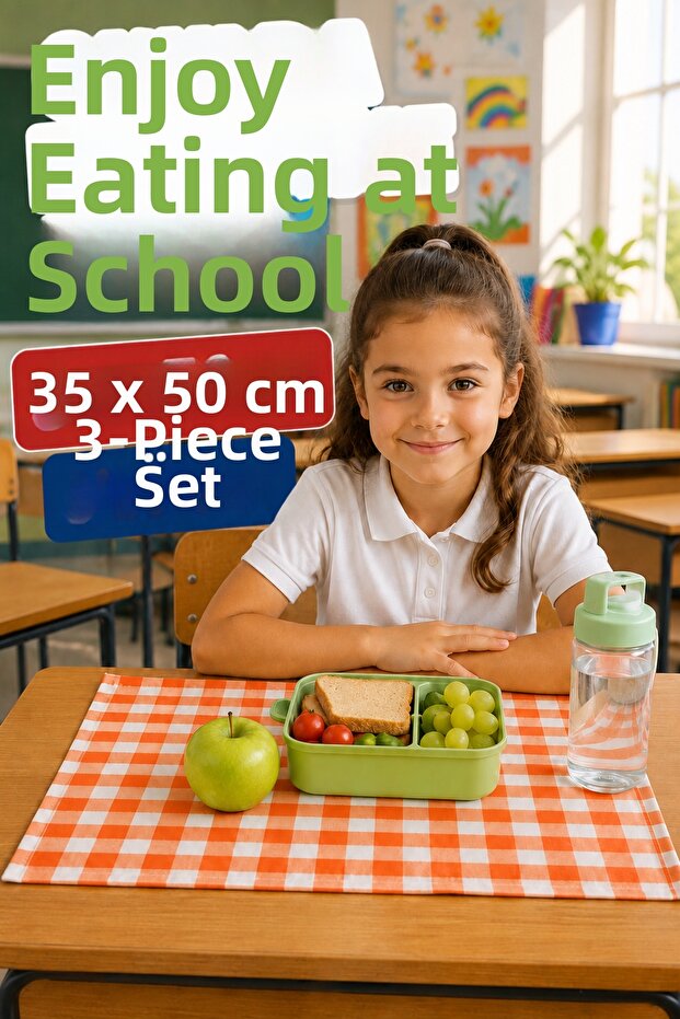 Stain-Proof and Liquid-Proof Lunch Mat 35×50 cm – Set of 3 for Primary School and Kindergarten