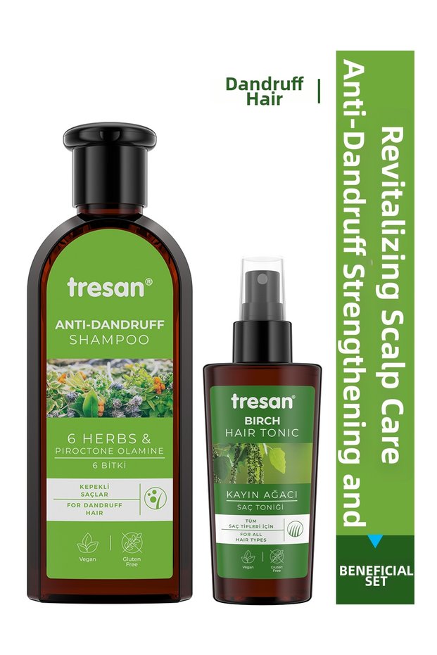 300 ml Tresan K.wood Extract Care Shampoo - 6 Plant Anti-Dandruff, 125 ml Hair Tonic