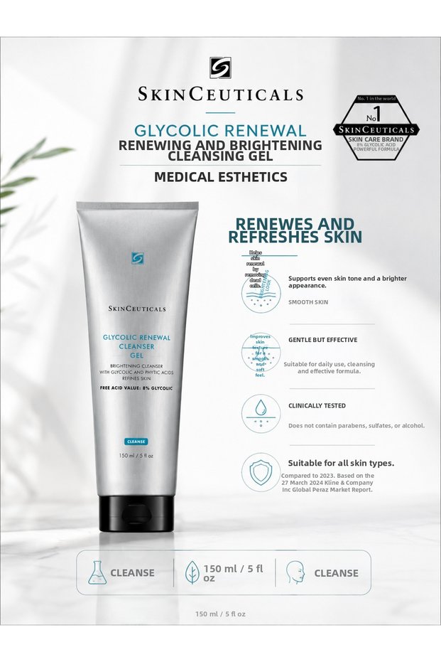 Glycolic Renewal 150 ml – Brightening, Renewing, and Purifying Glycolic Acid Cleansing Gel