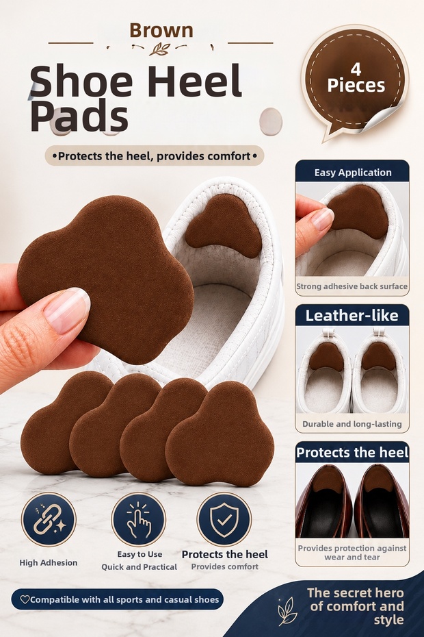 Shoe Heel Patch Brown Faux Leather Adhesive Heel Protector Shoe Repair Patch Pad 4 Pieces