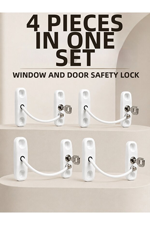 Keyed Window Safety Lock 4 Piece Safety Set