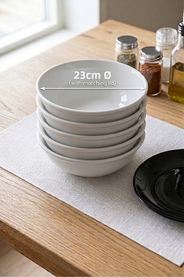 6 Pieces 23 cm White Bowl Unbreakable Melamine Large Salad Bowl Presentation Bowl (23 cm)