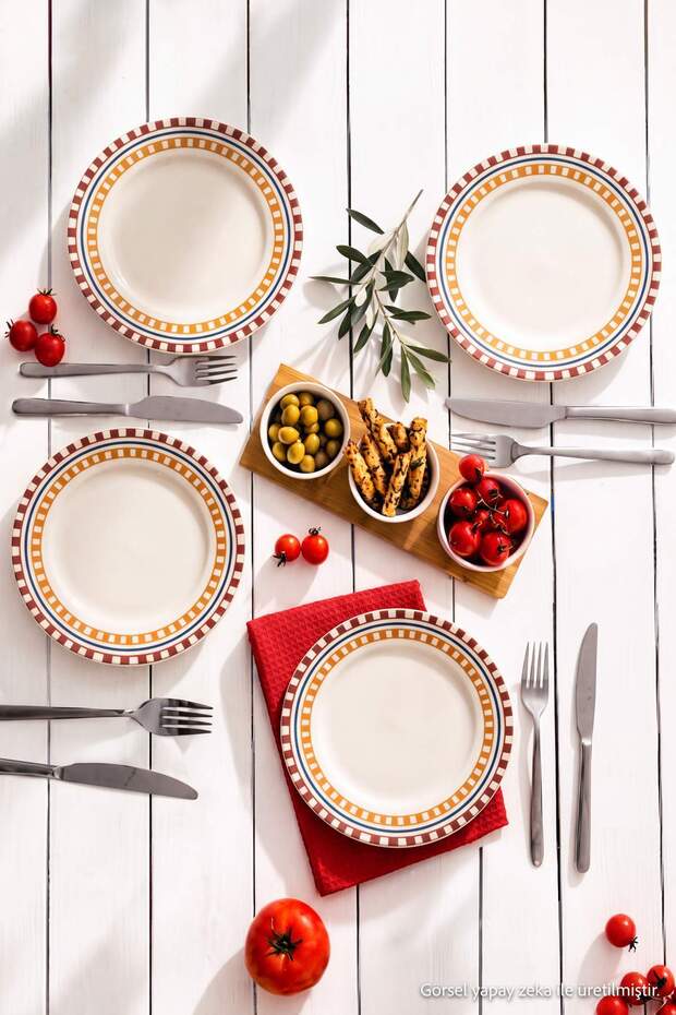 Set of 4 Retro Design Cake Plates Tphaw27Tbk00026
