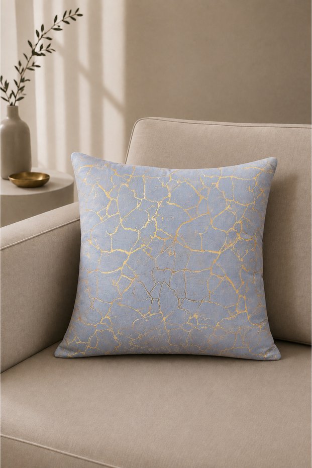 Gold Foil Patterned Decorative Single Throw Pillow Pillow Case 42X42 cm - Light Gray