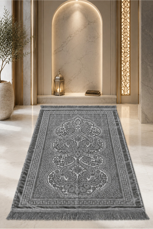 Luxury Embossed Silk Prayer Rug
