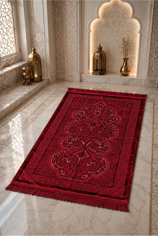 Luxury Embossed Silk Prayer Rug