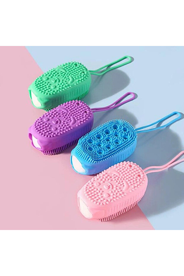 Silicone Bath Loofah with Exfoliating Effect – Shower Scrubber with Hanging Hook Bx40