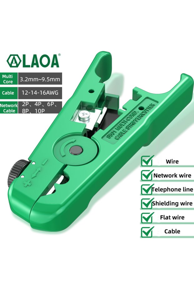 LA192501 LAOA Professional Wire Stripper Tool Cable Wire Stripper Cutter Plier for Network Cable 2P