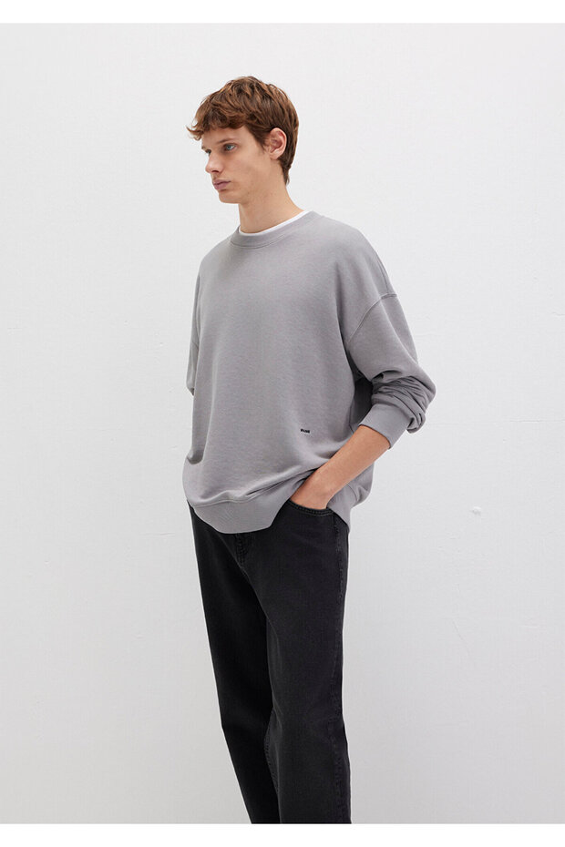 Crew Neck Gray Sweatshirt 0S10404-70076