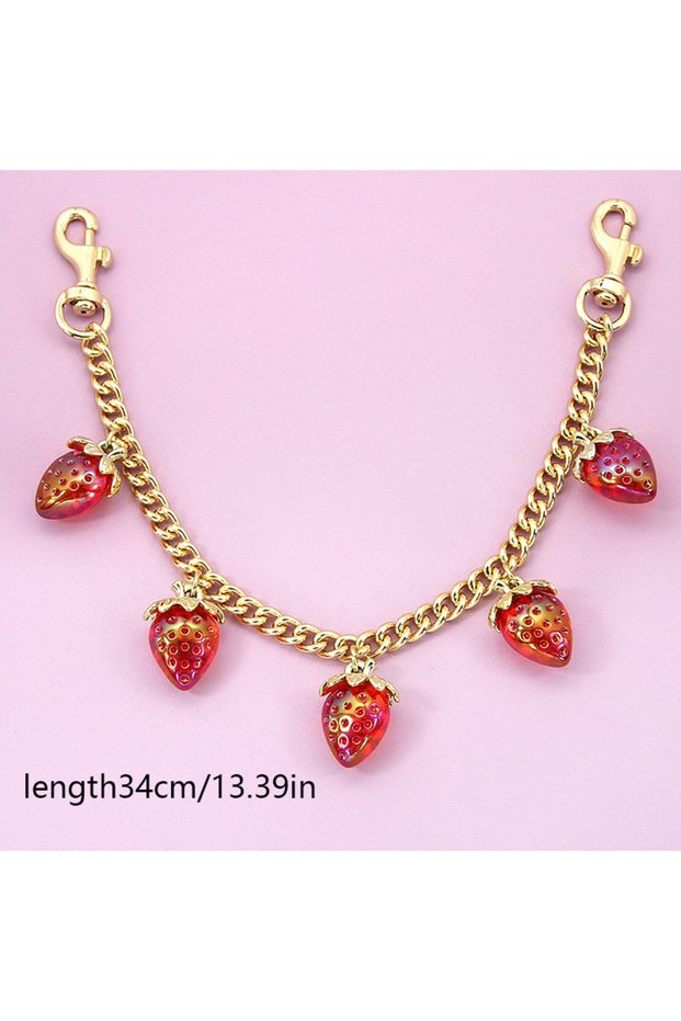 strawberry-red DIY Zinc Alloy Bag Hanging Chain with Cherry Pendant Detachable Shoulder Bag Carrying