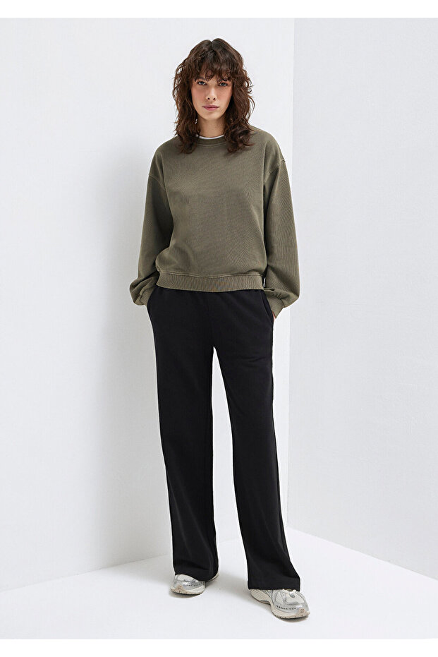 Wide Leg Black Basic Sweatpants 1011057-900