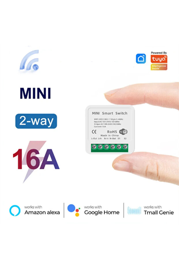 White Mini 16A WiFi Switch Smart Life App 2Way Control Smart Home Automation Module Interruptor Work