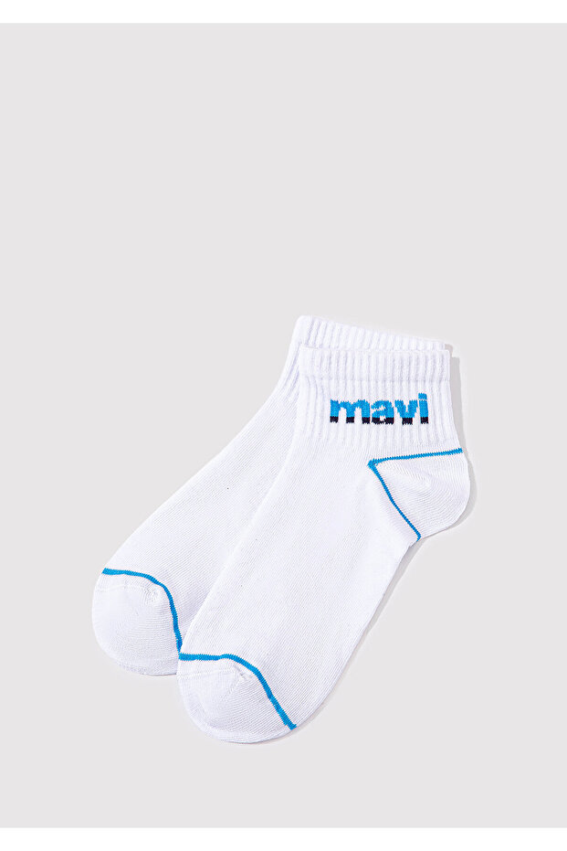 Logo Printed White Socks 092523-620