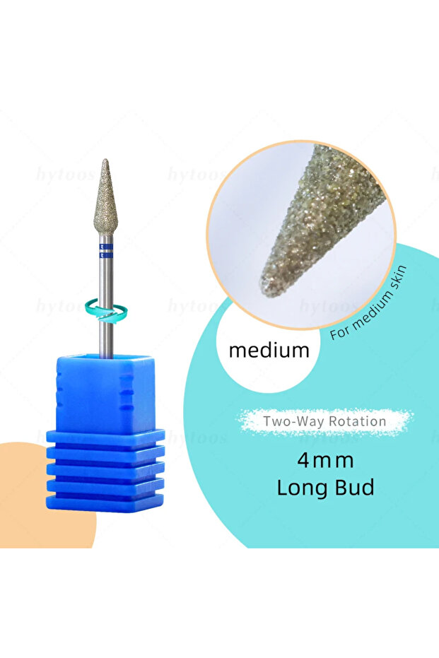 4mm Bud-M HYTOOS 5mm Long Bud Cuticle Clean Nail Drill Bits Russian Diamond Dead Skin Nail Bit Nail