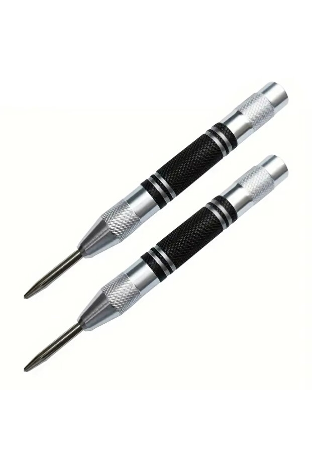 Center punch2pcs Auto Center Puncher Heavy Duty Drill Guide Tool for Wood Metal Steel Spring Loaded