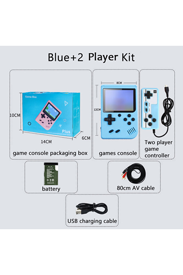 جهاز ألعاب محمول blue-2 مدمج به 500 لعبة، شاشة 5.3 بوصة، ألعاب كلاسيكية ريترو لجهاز Gameboy، مخرج E