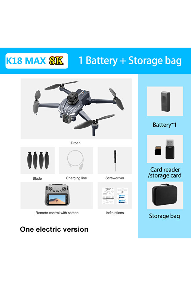 طائرة بدون طيار K18 MAX الجديدة لعام 2026 مع كاميرا بدقة 8K وتصوير بزاوية 360 درجة ° تجنب العوائق، تصوير بانورامي، 5G، GPS، بدون فرشاة