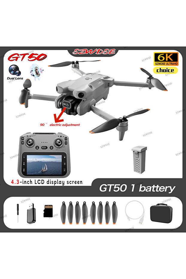 GT50-6K-4.3 inches NEW GT50 Drone Professional 6K Aerial Avoiding Obstacle WIFI FPV optical flow pos
