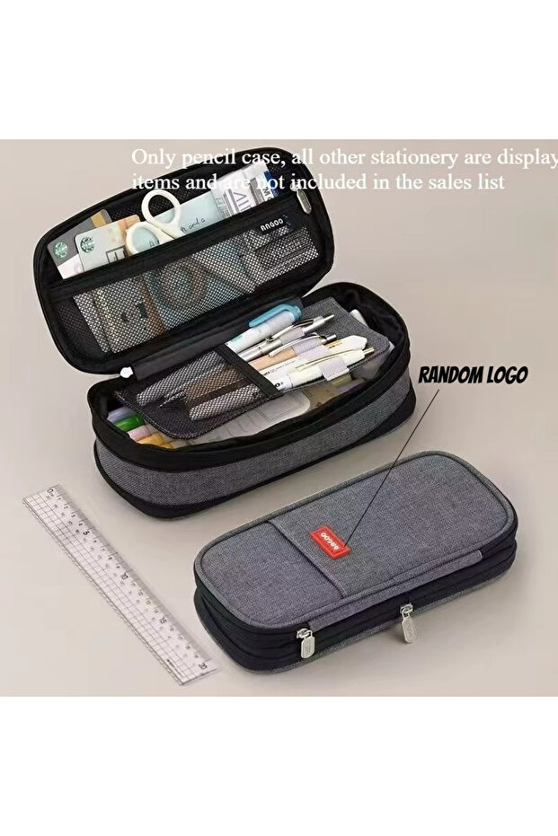 Gray Multifunctional Pencil Case-Dirt-Resistant Zipper Storage Bag with Creative Design, Fashionable
