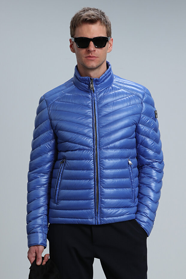 Luc Goose Feather Men's Coat Cobalt Blue