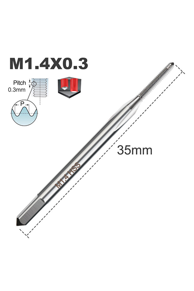 M1.4x0.3 1pc HSS Metric Tap Mini Thread Tap Right Hand Straight Flute Machine Screw Tap M1 M1.1 M1.2