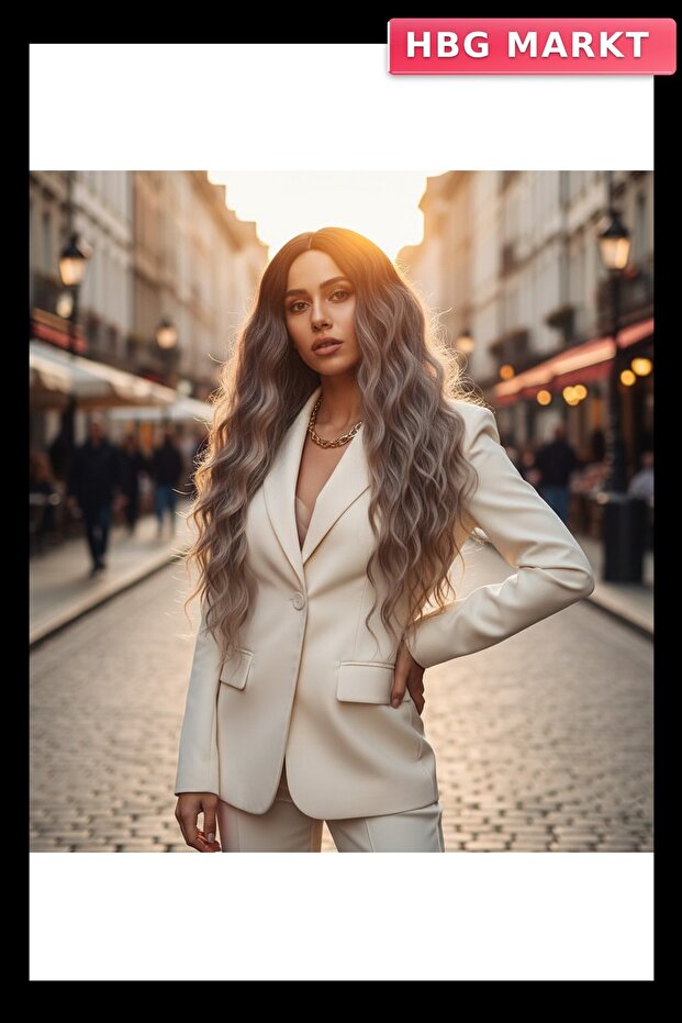 Fiber Sen Long Water Wave Wig / Black / Ashy Platinum Ombre